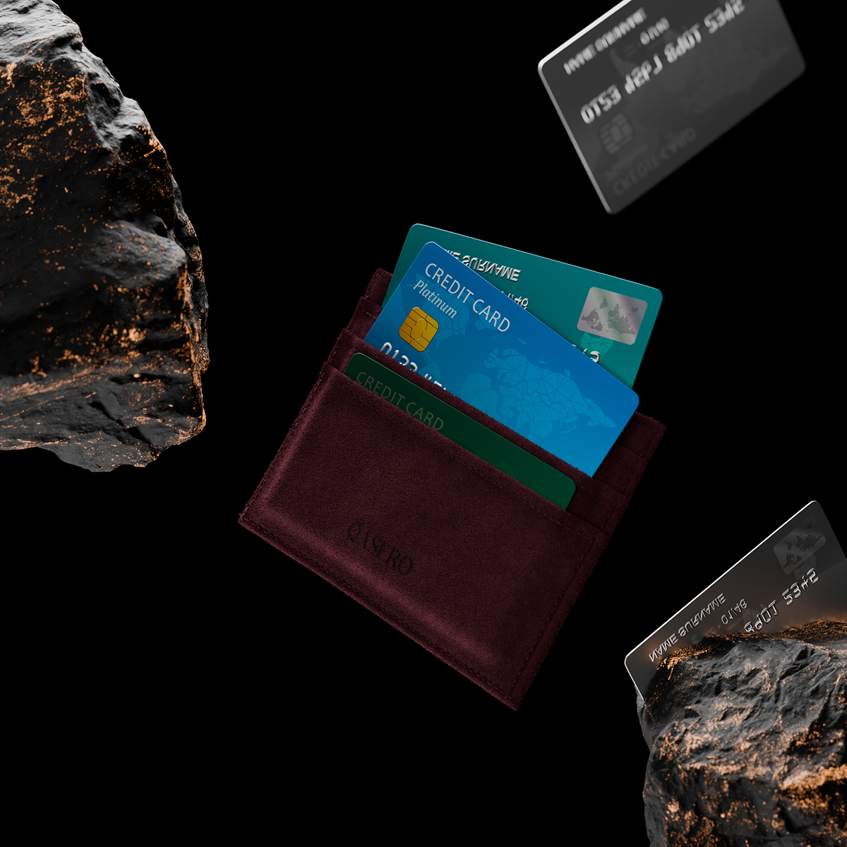 Alcantara Wine Red – Card Wallet - Image 4