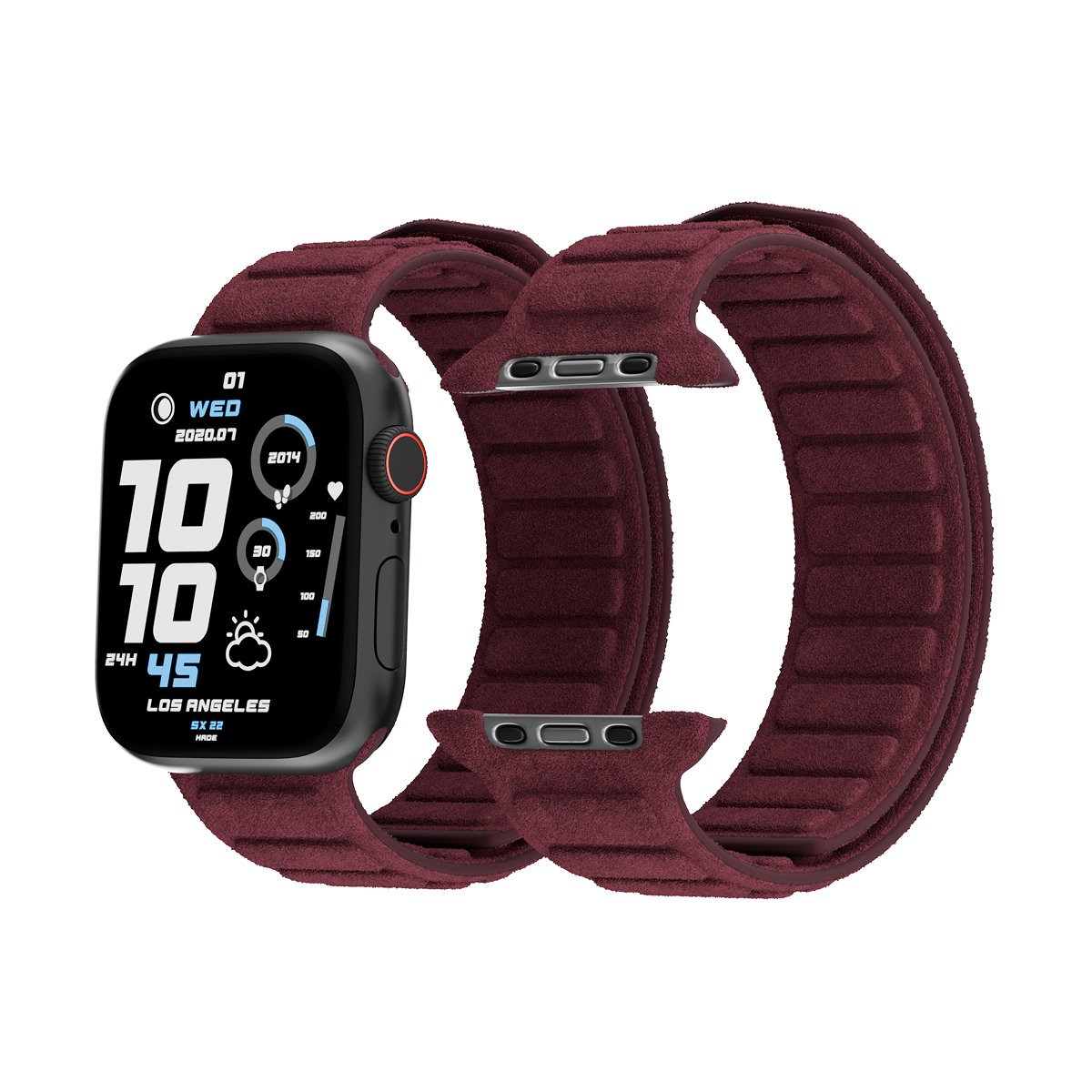 Alcantara Wine Red – Magnetic Watch Band - Image 4
